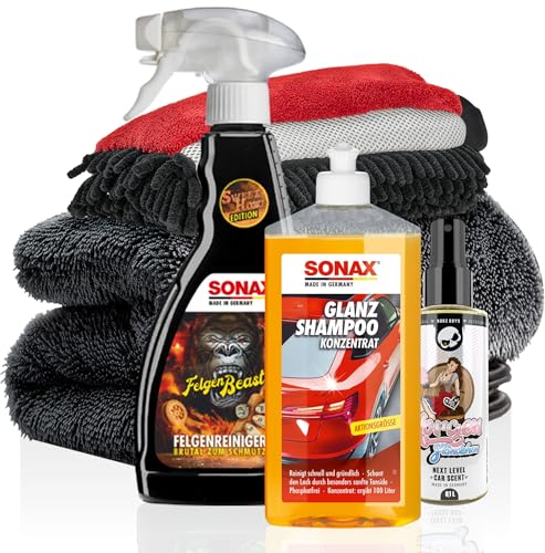 detailmate Autowäsche Set - SONAX Shampoo, FelgenBeast, Duftspray